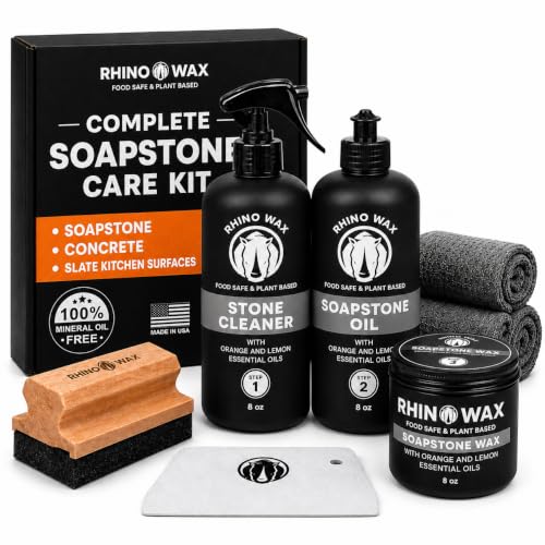 Soapstone Care Kit with Cleaner, Oil, Wax, Scraper & Applicator for Natural Stone Surfaces