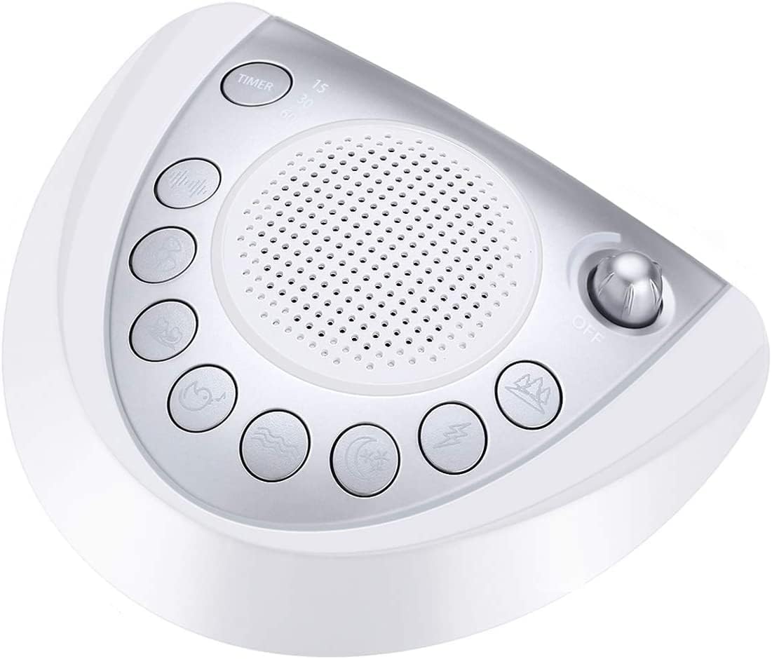 Raynic White Noise Machine - Portable Battery-Powered Sleep Aid with 24 Soothing Sounds | USB Port & Timer