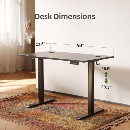 Claiks Electric Height Adjustable Standing Desk, 48x24 Inch, Deep