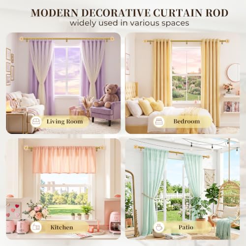 Gold Adjustable Crystal Curtain Rods 1 Inch Heavy Duty 66-120 Inches - TVWOO