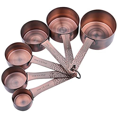 Copper Measuring Cups and Spoons Set - 14 Piece Kitchen Baking Tools with Accurate Markings