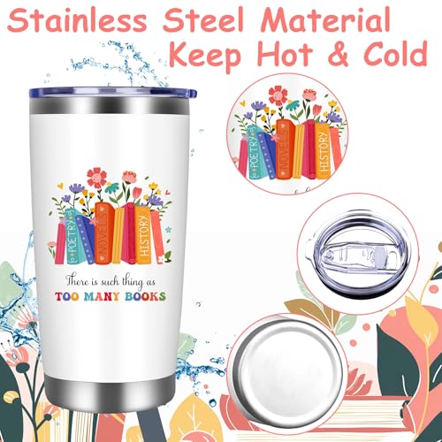 Book Lover Gift Set with 20oz Stainless Steel Tumbler Notebook Tote & Pen