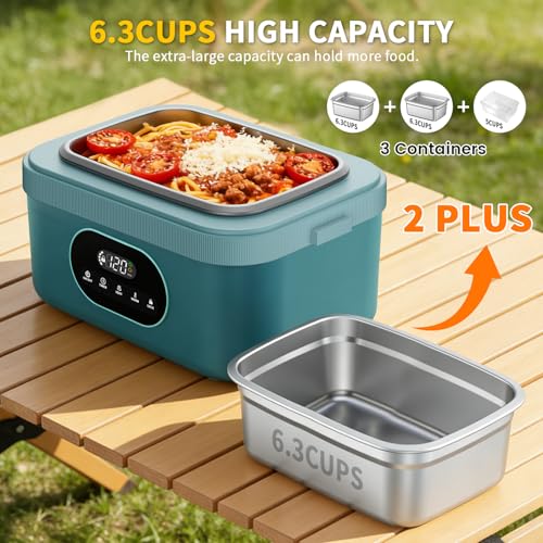 Mishelone Blue Cordless Heated Lunch Box with 5-Side Circulating Heating & Large Capacity