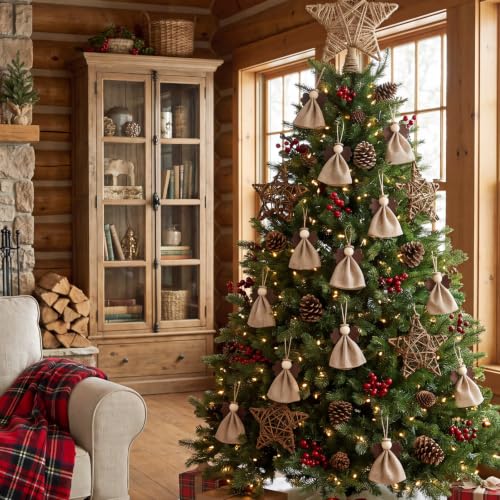 Christmas Angel Ornaments 6-Pack Rustic Burlap Hanging Decor - Briwooody Christmas (Variation: Christmas)