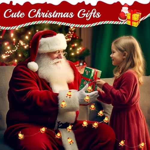 Christmas Decorations Indoor Lights, 10FT 30 LED Christmas Santa Claus Fairy String Lights Battery Operated for Xmas Tree Party Festive Holiday Christmas Gifts Cute Room Decor