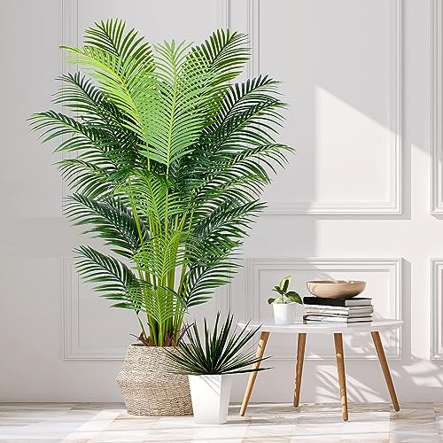 6 Ft Artificial Tropical Palm Tree with 24 Removable Leaves - Faux Indoor Outdoor Plant