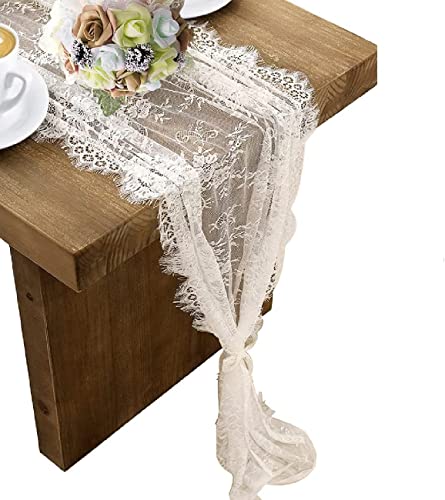 10 Pcs White Lace Table Runner 14x120 Inch Embroidered Boho Wedding Party Decor