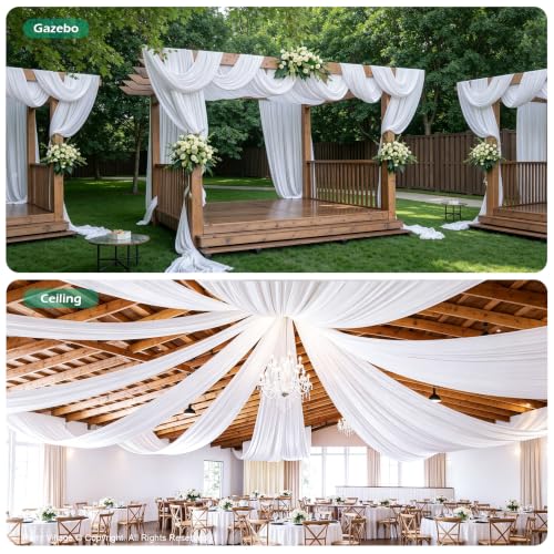White Ceiling Drapes for Weddings & Parties - 4 Panels 60"W x 240"L - Variation of THIS listing