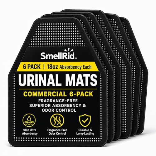 Urinal Mats for Men - Commercial-Grade Absorbency, Odor Control, 6 Pack