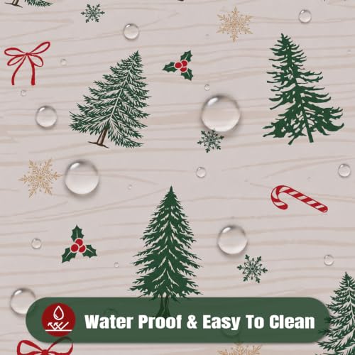 Exacmos Xmas02 52-Inch Elastic Round Water-Resistant Tablecloth for Holiday Decor