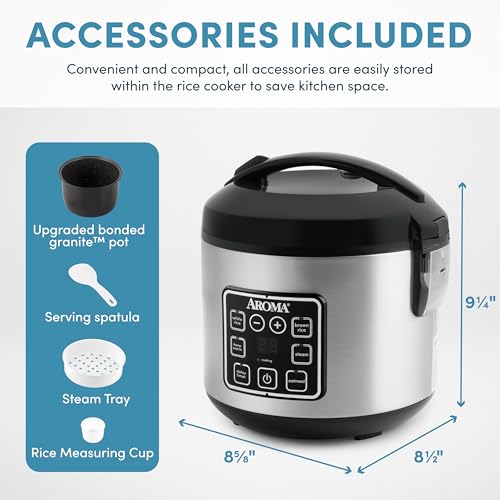 Digital Rice & Grain Cooker 8-Cup (Cooked) - Classic 4 Cup Uncooked Variation