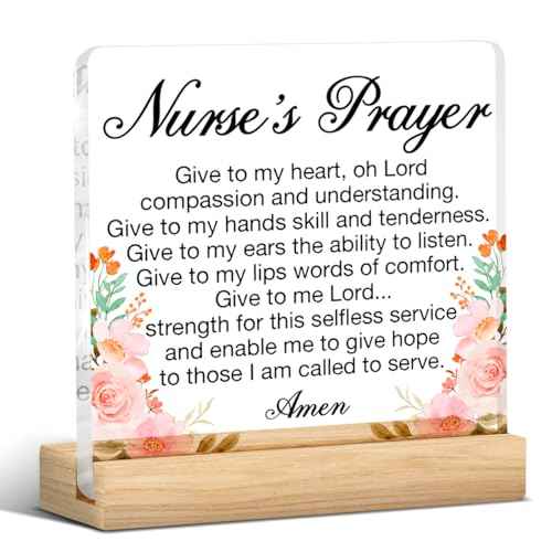 Nurse Gifts for Women, Inspirational Gifts for Nurse RN Nurse Students, Nursing Gifts Nurse's Prayer Acrylic Desk Sign Decor