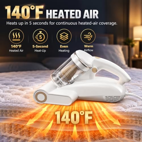 Bed Mattress Vacuum Cleaner with UV-C Light 16Kpa Handheld Corded - Aurora White
