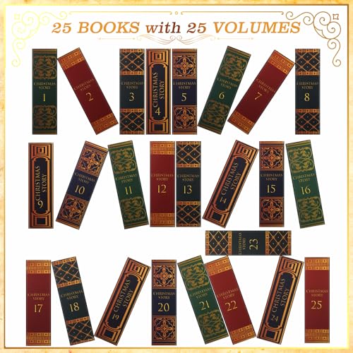Feifeiya Vintage Christmas Advent Calendar Boxes 25 Pcs Book Shape DIY (Vintage)