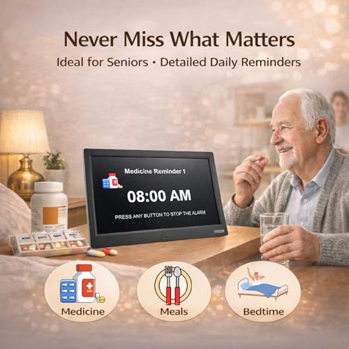 11.5-Inch Digital Dementia Clock with Large Display - Black Variation