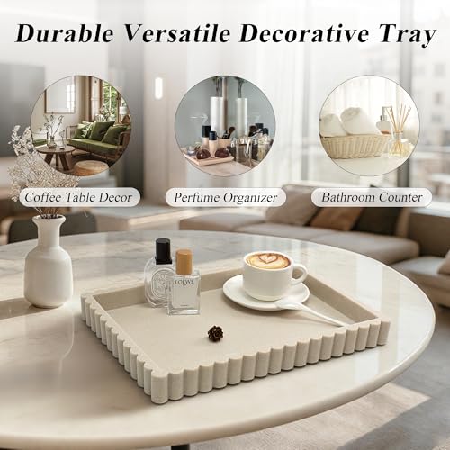 Beige 14-Inch Modern Decorative Tray for Coffee Table - YMXYJM