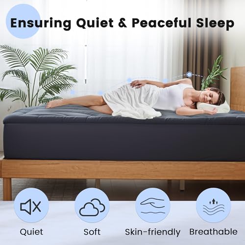 QUIETSEA Waterproof Queen Mattress Protector Gray Quilted Fitted Bed Cover