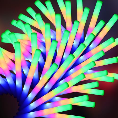 68 Pcs Foam Glow Sticks – LED Light Up Wands with 3 Modes (Fast/Slow/Alternating) for Parties (Variation: 68Pcs-Foam glow sticks)