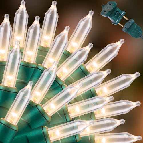 LAMPHOME Super-Bright Extendable Warm White Christmas Lights Decoration 100Lights 19.6ft UL Certified Mini Bulb String Lights Set for Outdoor Christmas Tree Garden Holiday Party Patio Wedding Decor
