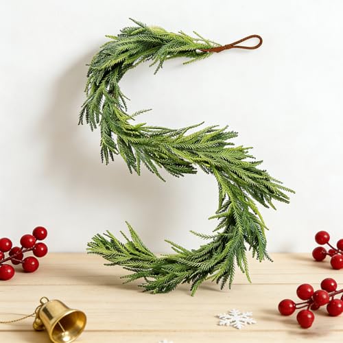 12FT Artificial Norfolk Pine Garland - Real Touch Holiday Decor for Indoor & Outdoor