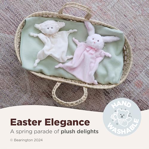 Bearington Baby Wee Lamby, 8 x 7 Inch Small Lamb Stuffed Animal, Security Blanket Baby Lovey, Baptism Gift