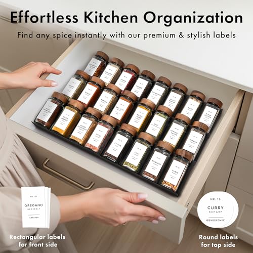 EDELHAUS Glass Spice Jars with Acacia Wooden Lids & White Labels - 24 Pack