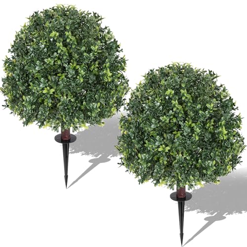 26.5" Artificial Boxwood Topiary Balls Set of 2, UV Resistant Porch