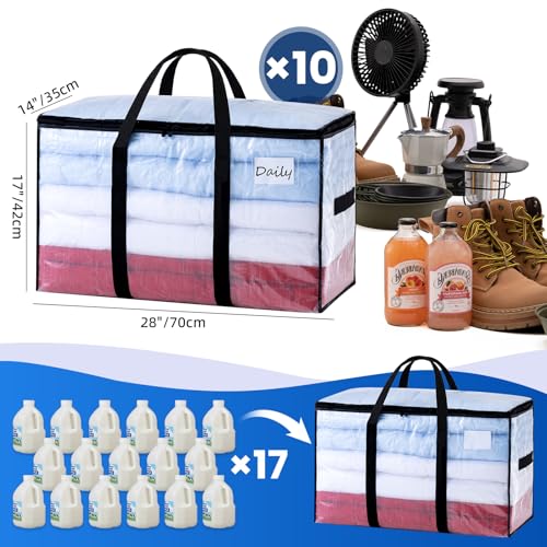 TAILI 10 Pack Clear Extra Large Moving Storage Bags with Visible Window