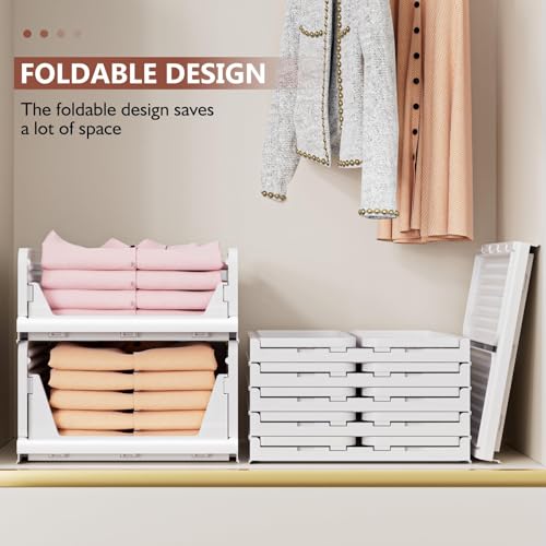 CTSNSLH 5 Pack Stackable Closet Storage Boxes - Multi-Functional Wardrobe Organizers