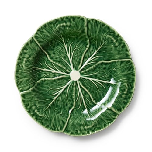 Cerified International Green Cabbage Salad Plates Set of 4, 9-inch Leaf-Shaped Stoneware