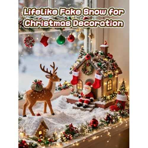 Biggun 8.8 Oz Water-Free Fake Snow Christmas Village Decorations, Lifelike Fire-Resistant Dry Faux Snow for Winter Wonderland Decorations