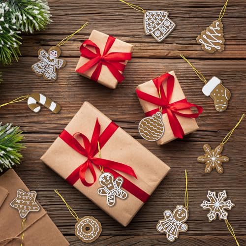 CUPLOOV 12-Pack Gingerbread Cookie Ornaments for Christmas Tree – Rustic Handmade PVC Holiday Decor