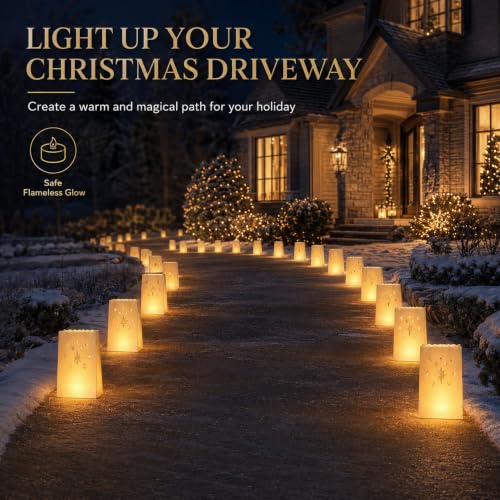 AceList Meteor Luminary Bags Set with Flameless LED Candles - Outdoor Holiday Decor