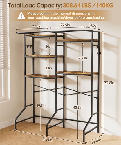 Homde Over The Washer and Dryer Storage Shelf: 5-Tier Heavy Duty