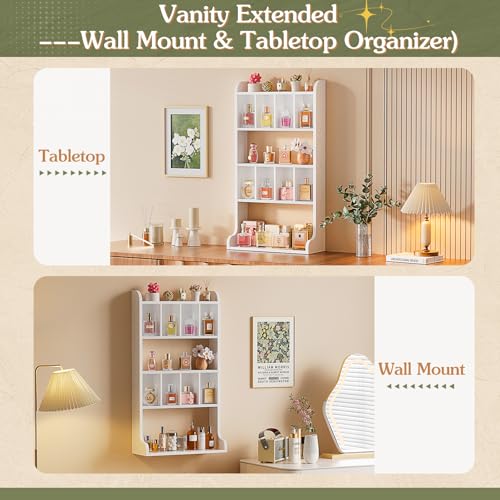 Keebofly White Wall Mount Perfume & Cologne Display Shelf Multi-Tier Organizer