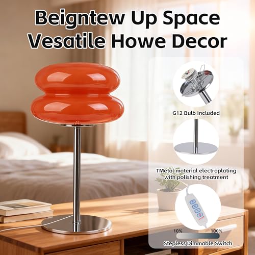 Xiaojuande Orange Glass Mushroom Lamp 01-Orange - Dimmable USB Table Light