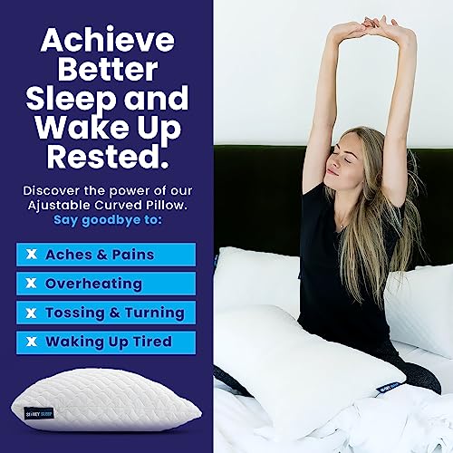 Sidney Sleep Adjustable Queen Size Cervical Pillow with Shredded Fill - Support for Side & Back Sleepers, White