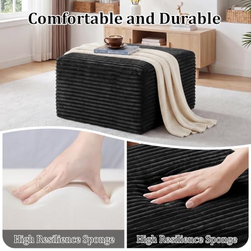 Black Boneless Ottoman Cloud Foot Rest - Modular Sectional Couch Ottoman