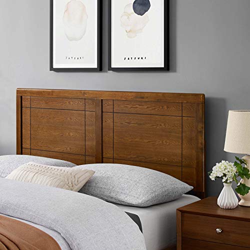 Twin Wood Headboard - Walnut Finish, Retro Modern Style, Compatible with Billie & Margo Bed Frames