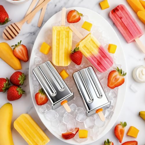 Stainless Steel Popsicle Mold Set with Sticks & Seals - 10 Pieces for Homemade Ice Pops