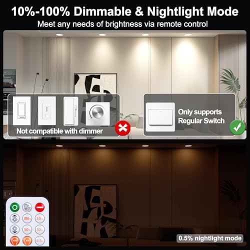 Taptoron White 6-Pack RGB Color Changing LED Recessed Can Lights 13W Dimmable Ceiling Downlights
