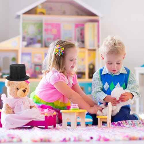 2PCS Top Hats Black for Dolls Mini Top Hat Wine Bottle Toppers Tiny Tophat Snowman Cap for Doll Snowman Decorations and DIY Projects