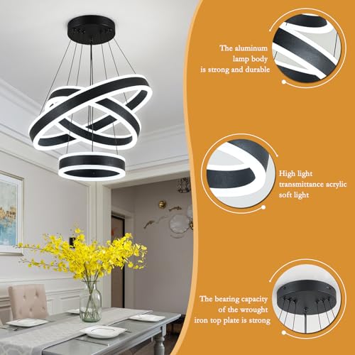 Modern LED Chandelier Adjustable Hanging Pendant Light Fixture - Circular-Sxfgh