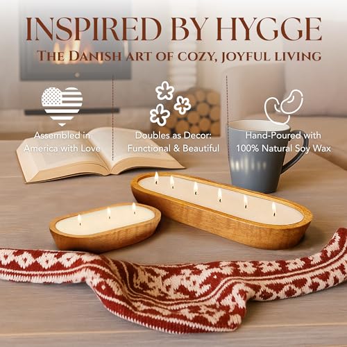 Pumpkin Spice Soy Candle in Rustic Wooden Dough Bowl - 3 Wick Fall Decor