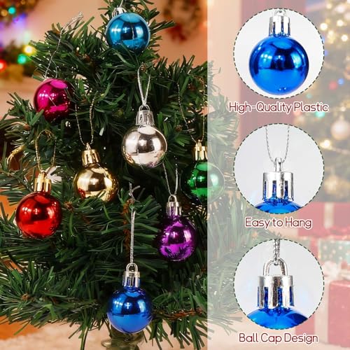 WATMTIN 24 Pcs 1.2 Inch Multicolor Glitter Christmas Mini Balls for Tree | Hanging Ornaments