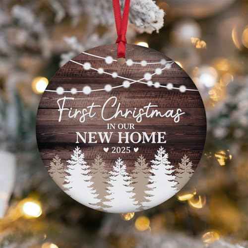 New Home Ornament 2025 - First Christmas in Our New Home Ornament - Housewarming Gifts for Women, Couples, Homeowners - First Home Gift Ceramic Christmas Ornament Keepsake, Home D?cor 2025