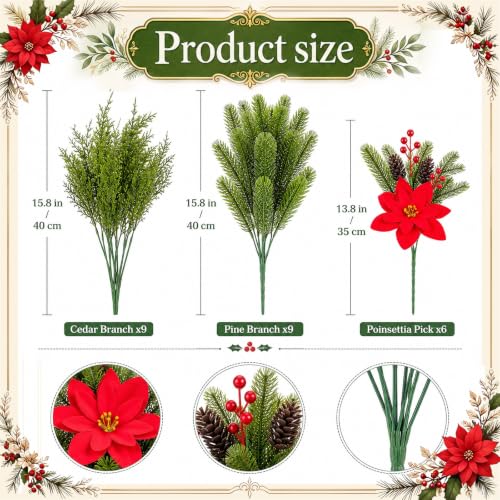 24 Pcs Artificial Christmas Outdoor Flower Plant | Green Plant Variation
