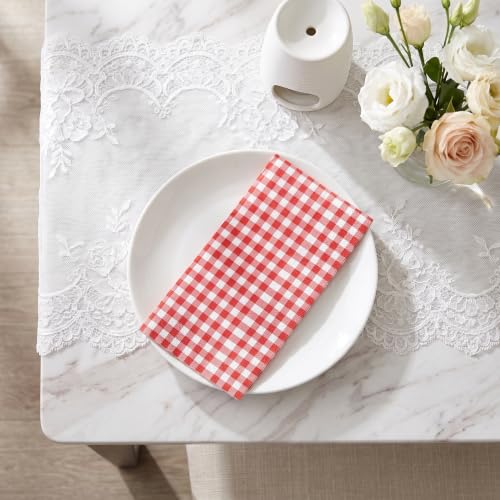 Wrapaholic Gingham Plaid Red 25Pcs 2-Ply Napkins - 4.3 x 7.9in Disposable Dining Towels