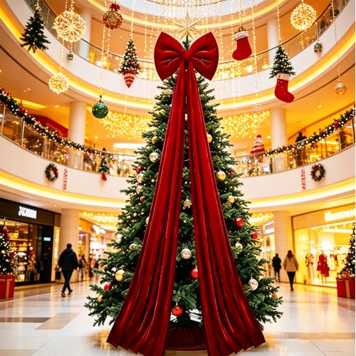 Large Oversized Bow Decoration Wine Red Velvet for Christmas Trees & Holiday Displays - Model THIS LISTING