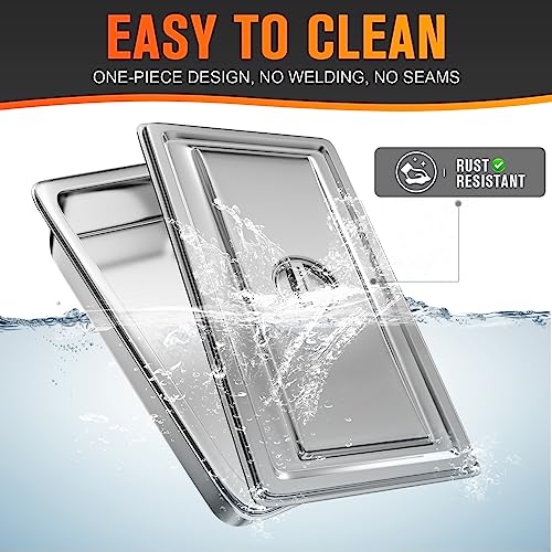 HLHgirl 1/1 Size 4-Inch Deep Stainless Steel Steam Table Pan with Lid - Pack of 4